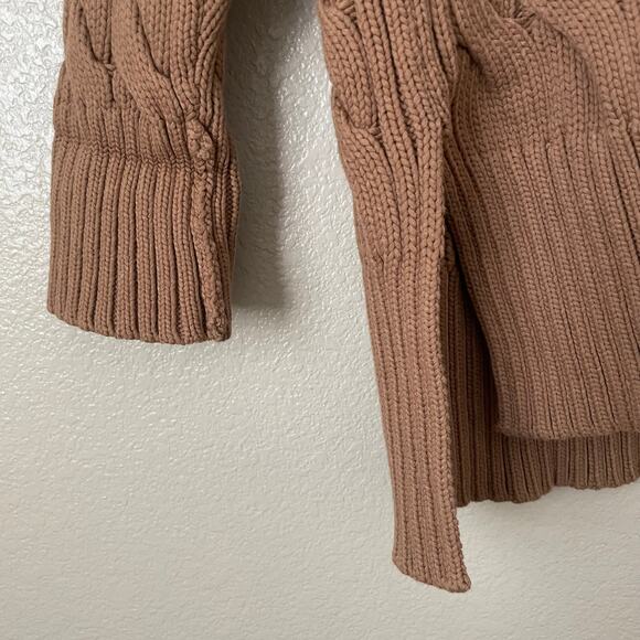 J. Crew Sweater Womens XS S Brown Cable Knit Side Slit Quiet Luxury Minimalist - Picture 9 of 12